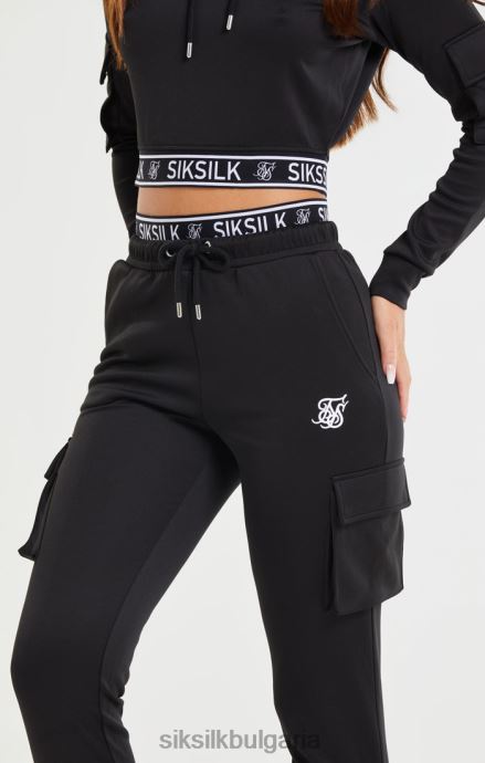 облекло SikSilk черен карго джобен джогер Жени 486F8157