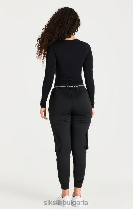 облекло SikSilk черен карго панталон Жени 486F8184