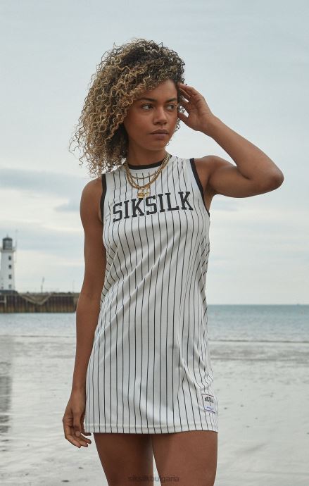 облекло SikSilk рокля на райе в цвят екрю Жени 486F8144
