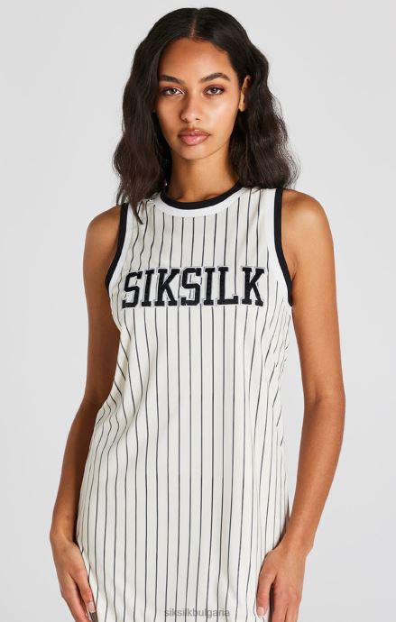облекло SikSilk рокля на райе в цвят екрю Жени 486F8144