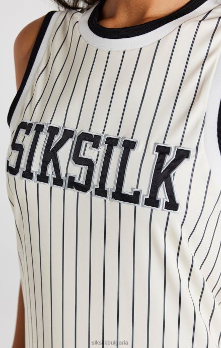 облекло SikSilk рокля на райе в цвят екрю Жени 486F8144