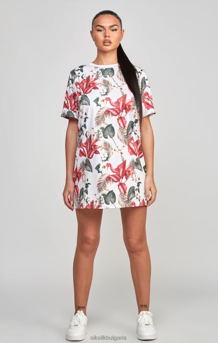 облекло SikSilk рокля с тениска с ретро тропически принт Жени 486F8149