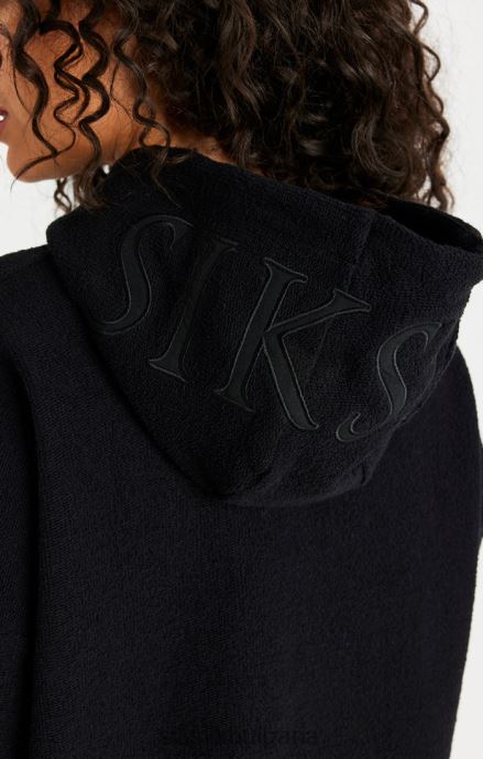 облекло SikSilk черна рокля с качулка от обратен полар Жени 486F8151