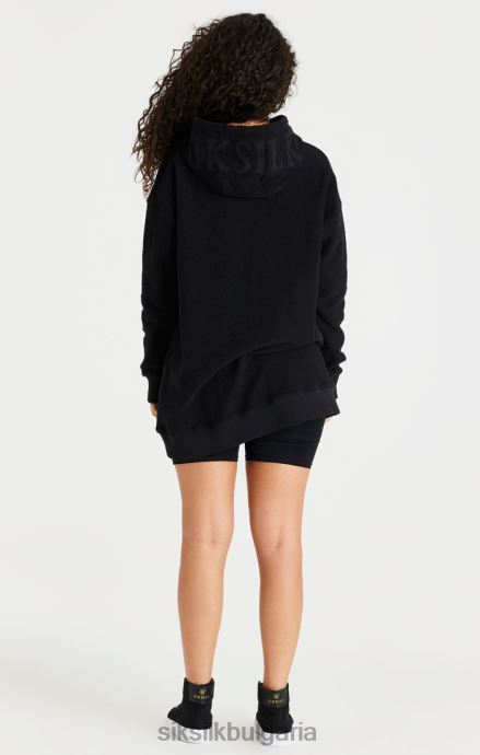облекло SikSilk черна рокля с качулка от обратен полар Жени 486F8151