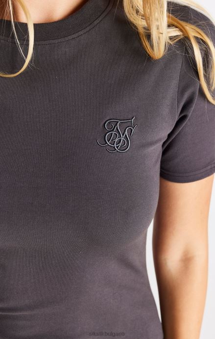 облекло SikSilk лепена рокля с къс ръкав - сива Жени 486F8155