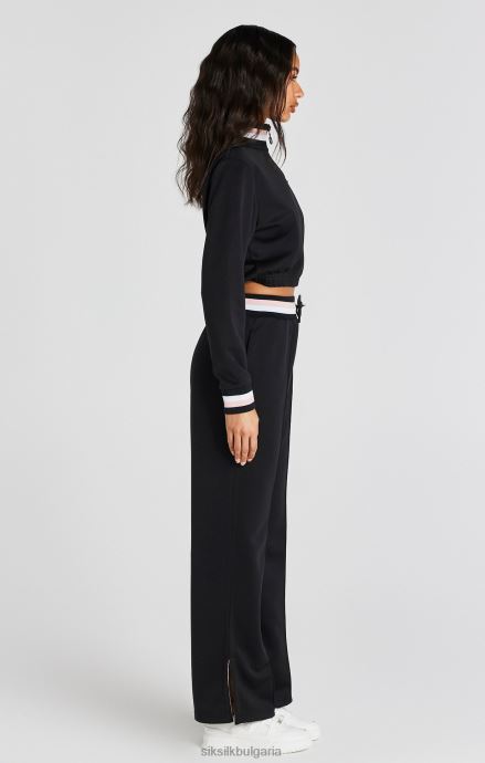 облекло SikSilk черно университетско горнище с 1/4 цип Жени 486F875