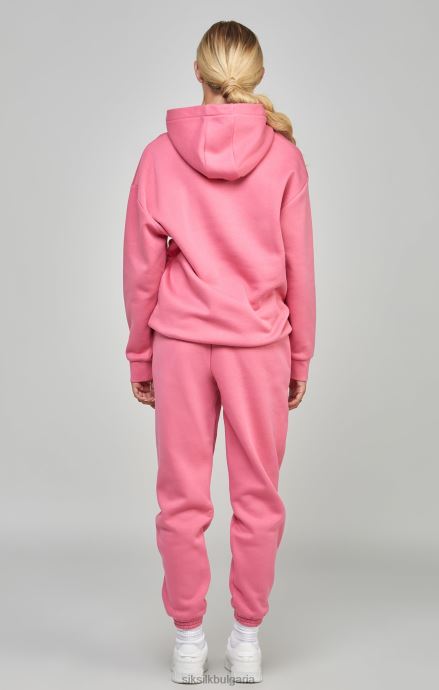 облекло SikSilk розов суичър с качулка през главата Жени 486F8104