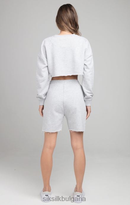 облекло SikSilk съкратен суичър - сив мергел Жени 486F8122