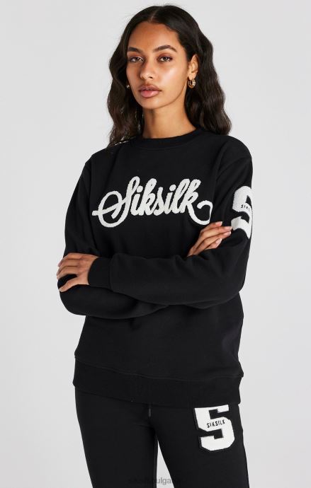 облекло SikSilk черен суичър с лого на университета Жени 486F876
