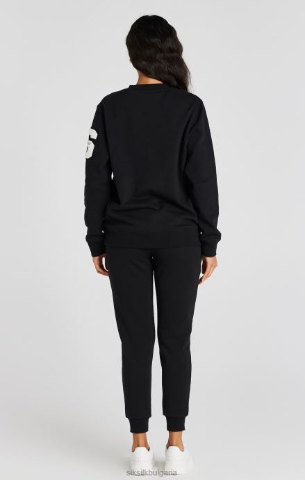 облекло SikSilk черен суичър с лого на университета Жени 486F876