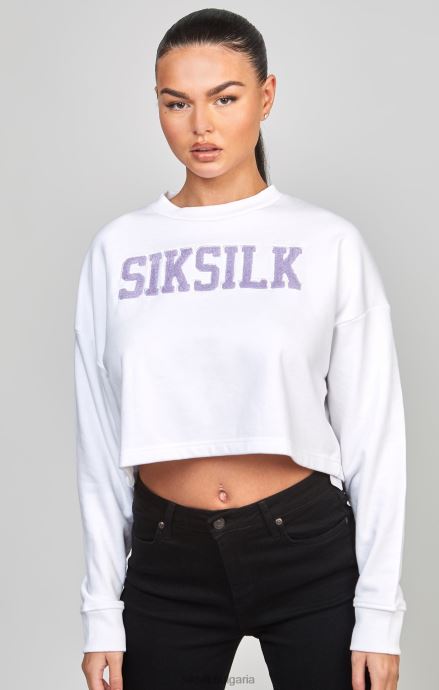 облекло SikSilk бял университетски суичър Жени 486F884