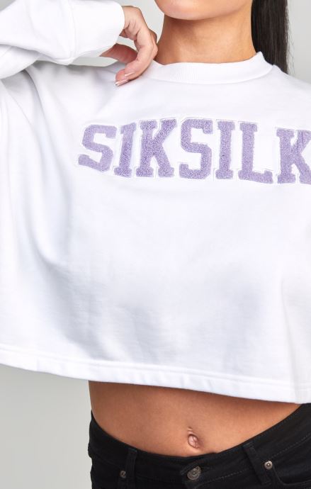 облекло SikSilk бял университетски суичър Жени 486F884