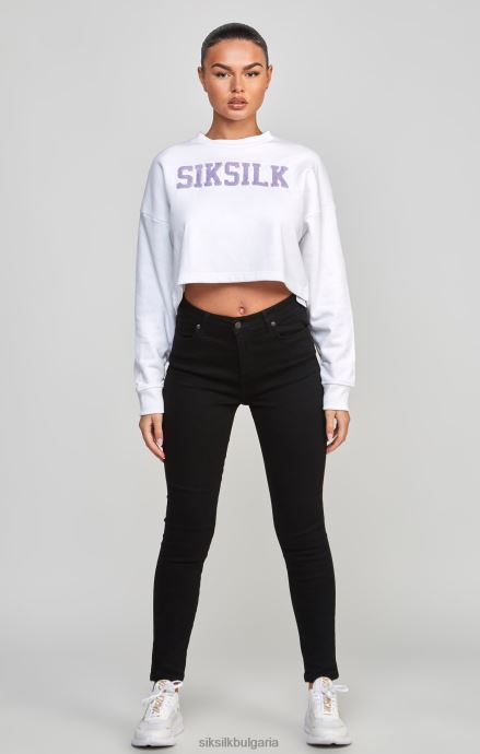 облекло SikSilk бял университетски суичър Жени 486F884