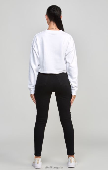 облекло SikSilk бял университетски суичър Жени 486F884