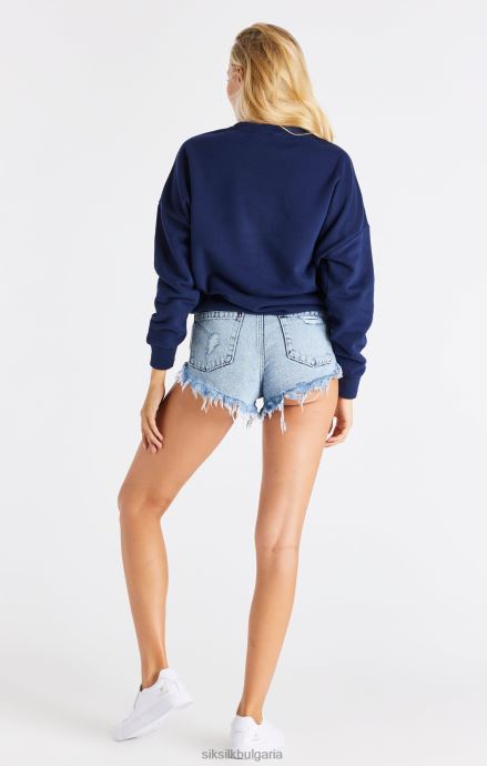 облекло SikSilk тъмносин университетски суичър с голям размер Жени 486F893