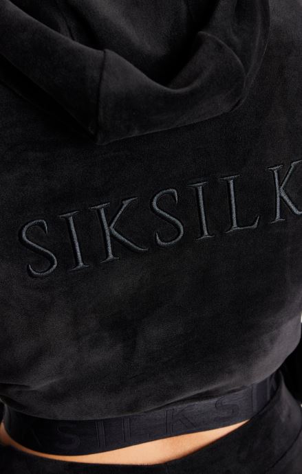 облекло SikSilk черен велурен суичър с качулка Жени 486F894