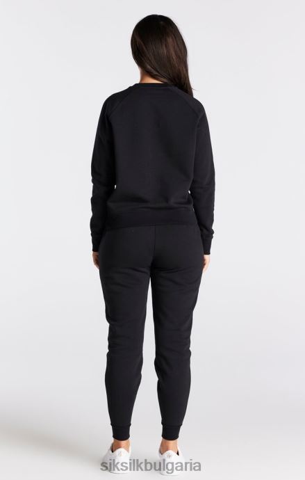 облекло SikSilk черен есенциален суитшърт на екипажа Жени 486F898