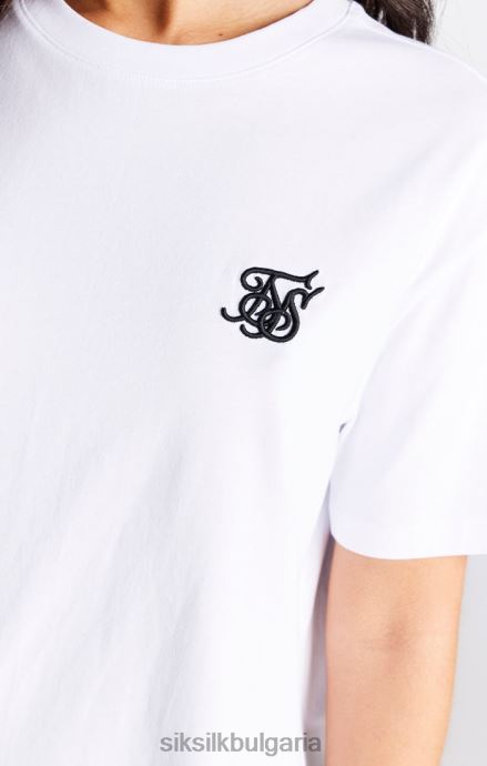 облекло SikSilk бяла есенциална тениска за гадже Жени 486F827