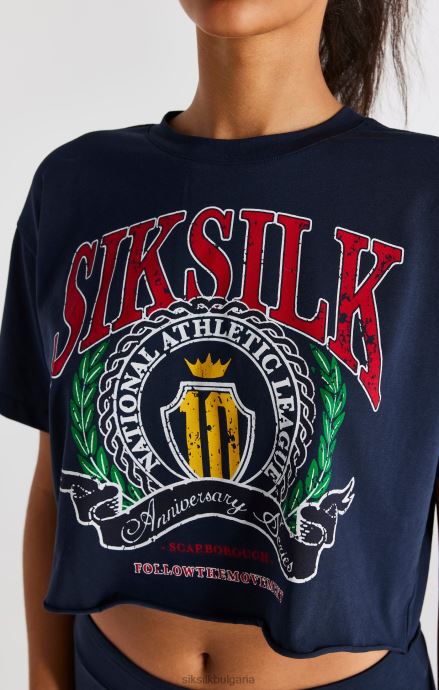 облекло SikSilk тъмносиня университетска тениска Жени 486F828