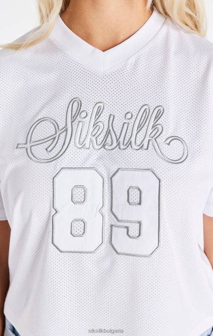 облекло SikSilk бяла мрежеста тениска Жени 486F832