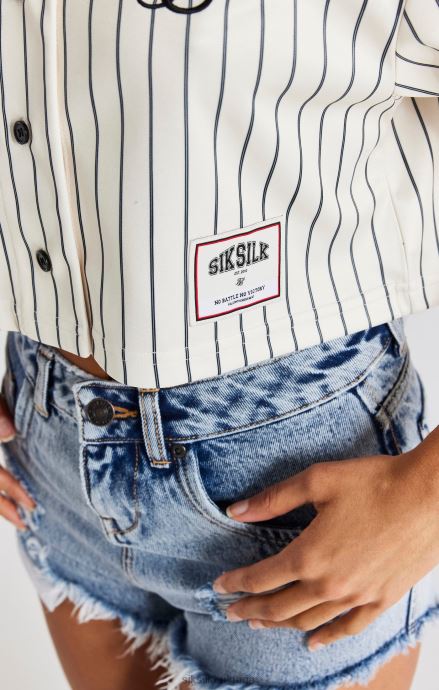 облекло SikSilk екрю бейзболна фланелка Жени 486F833