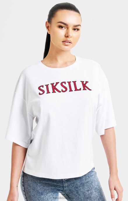 облекло SikSilk изрязана тениска с бял блясък Жени 486F835