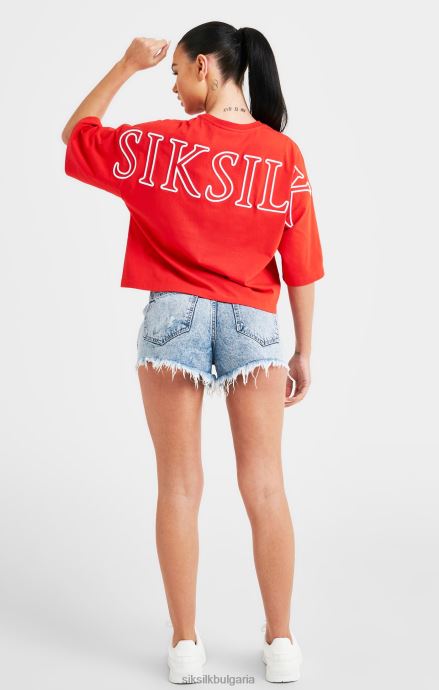облекло SikSilk тениска с червена марка Жени 486F836