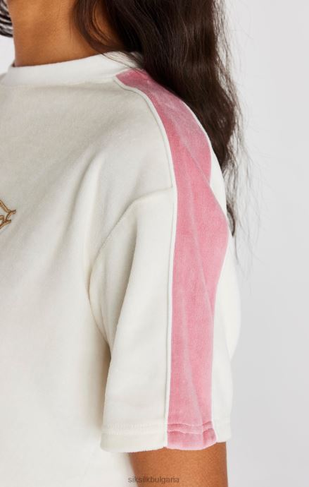 облекло SikSilk екрю тениска от велур Жени 486F838