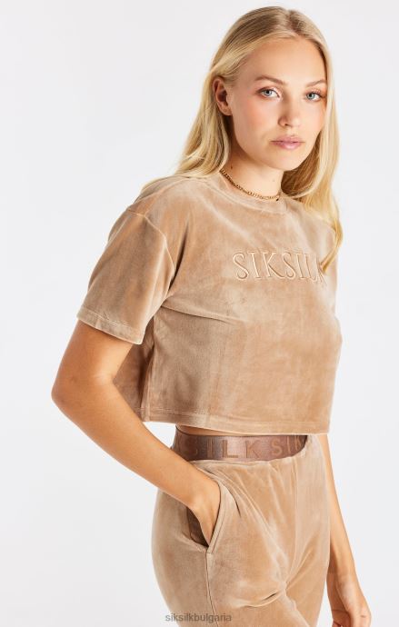 облекло SikSilk златна велурена изрязана тениска Жени 486F842