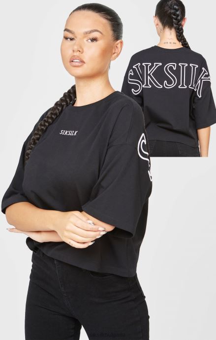 облекло SikSilk черна маркова кроп тениска Жени 486F843