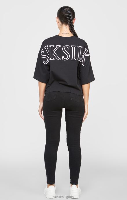 облекло SikSilk черна маркова кроп тениска Жени 486F843