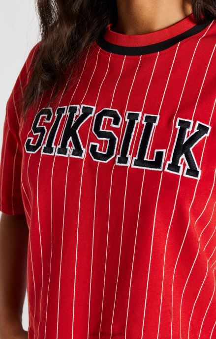 облекло SikSilk тениска с червена бейзболна лента Жени 486F844