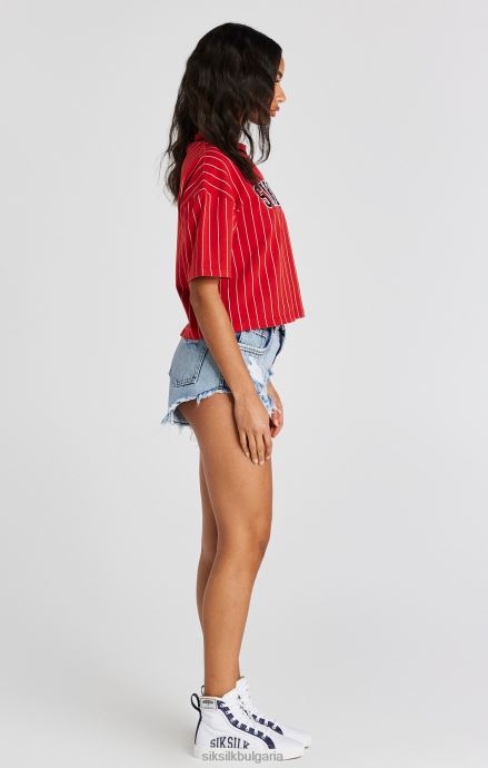 облекло SikSilk тениска с червена бейзболна лента Жени 486F844