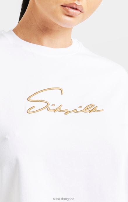 облекло SikSilk бяла характерна крачка тениска Жени 486F845