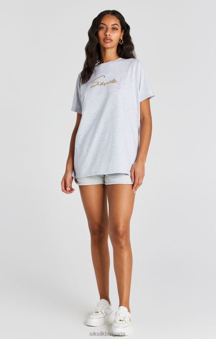 облекло SikSilk тениска с подпис на сиво мергелно гадже Жени 486F848