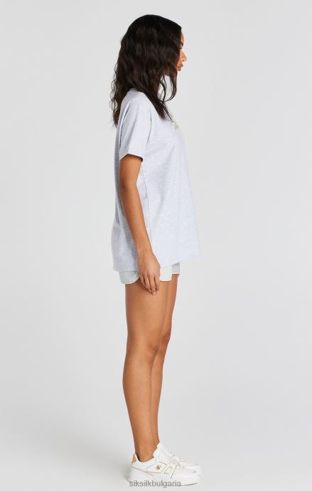 облекло SikSilk тениска с подпис на сиво мергелно гадже Жени 486F848