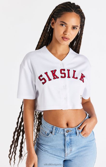 облекло SikSilk бяла бейзболна фланелка Жени 486F850