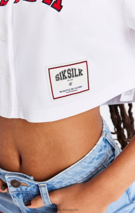 облекло SikSilk бяла бейзболна фланелка Жени 486F850