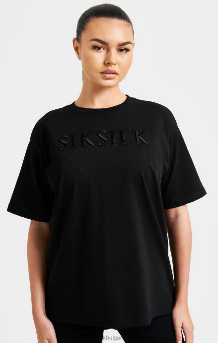 облекло SikSilk черна тениска с бродирани гаджета Жени 486F852