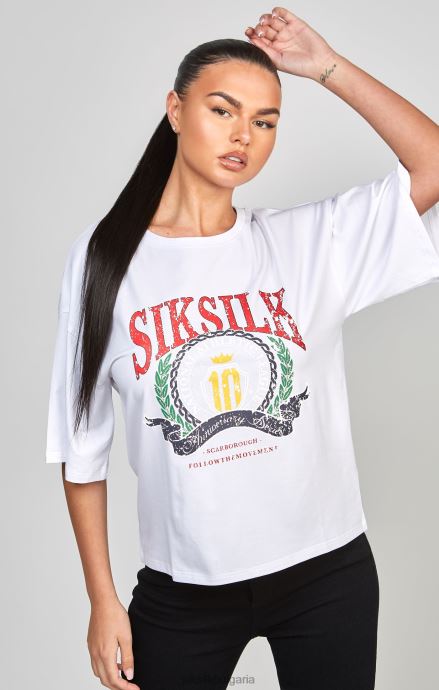 облекло SikSilk бяла университетска тениска Жени 486F853