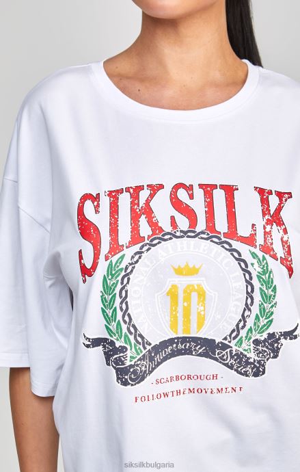 облекло SikSilk бяла университетска тениска Жени 486F853