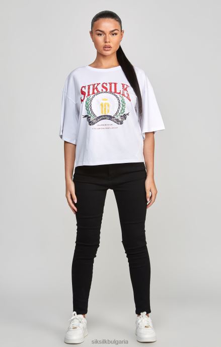 облекло SikSilk бяла университетска тениска Жени 486F853