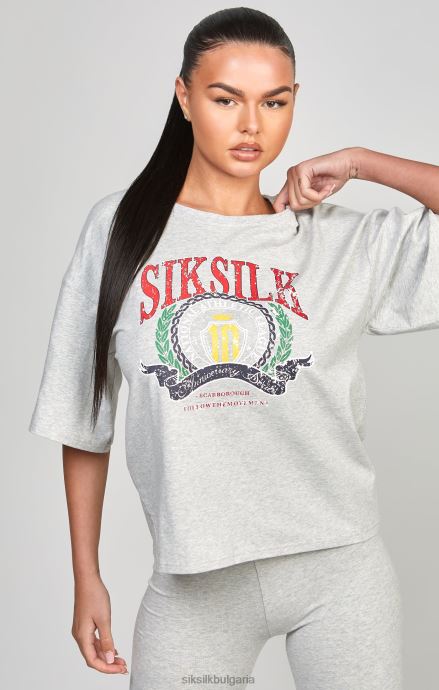 облекло SikSilk университетска тениска от сив мергел Жени 486F857
