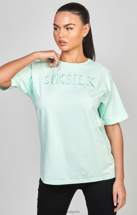 облекло SikSilk ментово бродирана тениска за гадже Жени 486F864