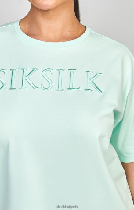 облекло SikSilk ментово бродирана тениска за гадже Жени 486F864