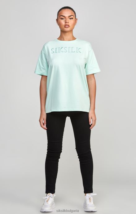 облекло SikSilk ментово бродирана тениска за гадже Жени 486F864