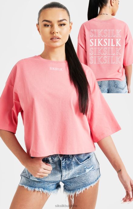 облекло SikSilk розова тениска с повтарящо се лого Жени 486F865
