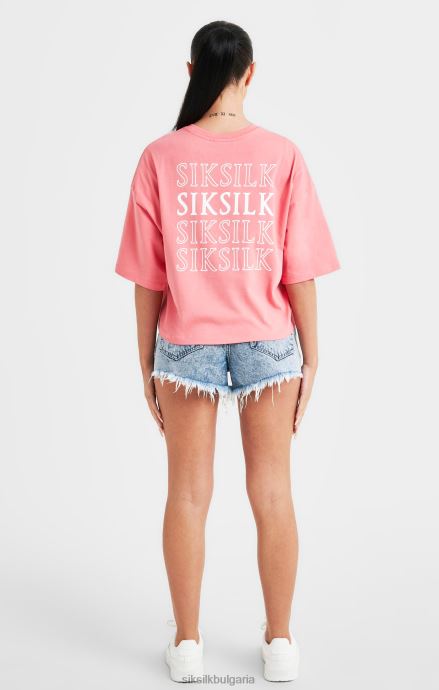 облекло SikSilk розова тениска с повтарящо се лого Жени 486F865