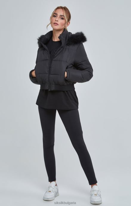 облекло SikSilk черна съкратена парка Жени 486F8127