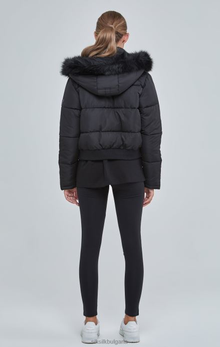 облекло SikSilk черна съкратена парка Жени 486F8127